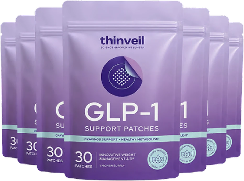 Thinveil GLP-1 Support Patches – sex förpackningar med 30 plåster vardera